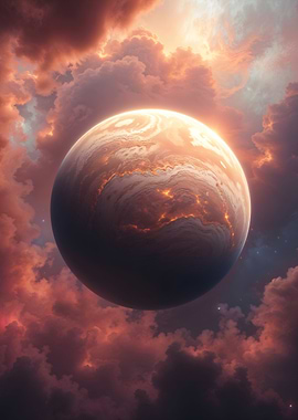 Glowing Planet in Space