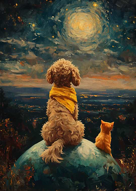 Dog and Cat Night Sky