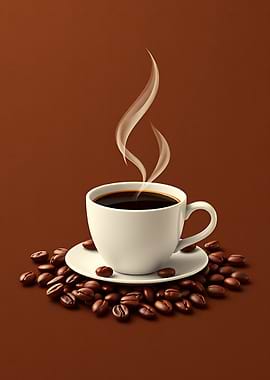 Coffee Cup and Beans