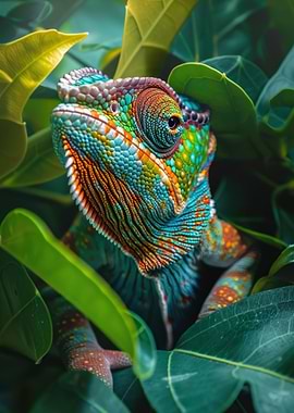 Chameleon in Lush Foliage