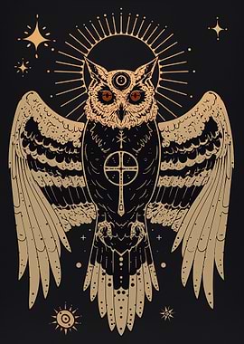 Mystical Owl with Symbol
