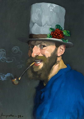 Man in Top Hat with Pipe