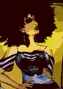 Woman with Afro and Striped Top