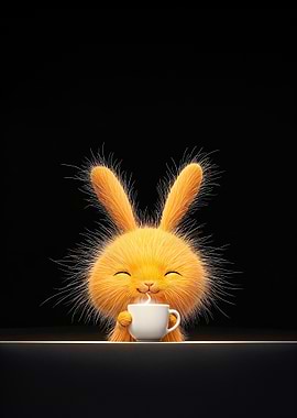 Cute Bunny with Coffee