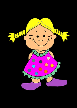 Smiling Girl with Pigtails