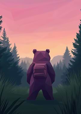 Bear in Forest Sunset