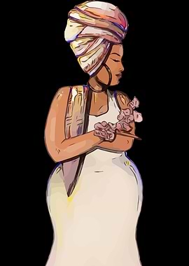 Woman in Turban with Flowers