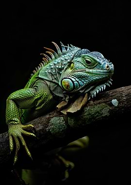 Green Iguana on Branch
