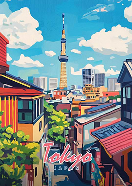 Tokyo Skyline Painting