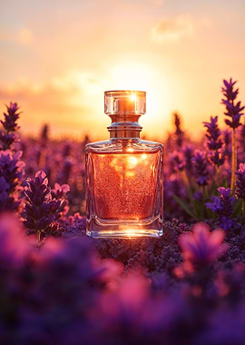 Perfume Bottle in Lavender Field