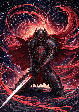 Dark Knight in Red Nebula