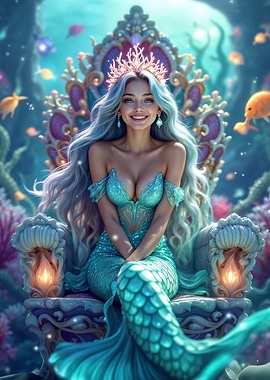 Mermaid Queen on Throne