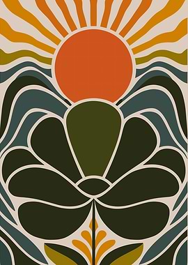 Retro Sun & Flower