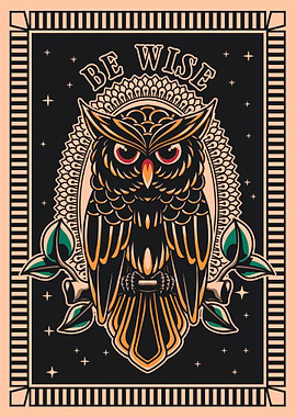 Wise Owl Tattoo Design
