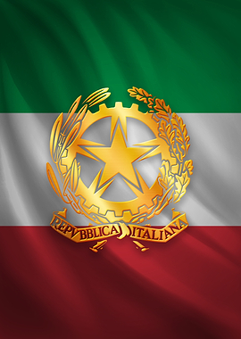 Italian Flag with Coat of Arms