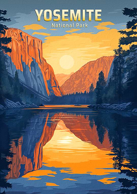 Yosemite National Park Vintage Travel Poster