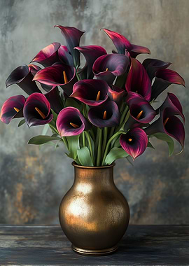 Dark Calla Lilies in Vase