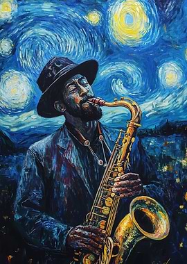 Saxophone Starry Night