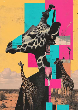 Giraffe Collage Art