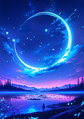 Anime Crescent Moon Night