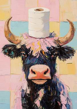Cow with Toilet Paper Hat