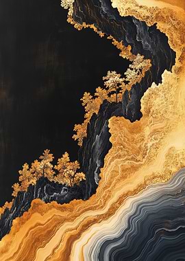 Golden Mountain Landscape