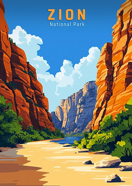 Zion National Park Vintage Travel Poster