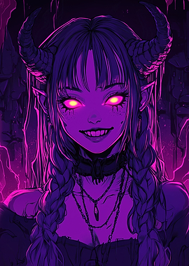 Demon Girl with Horns