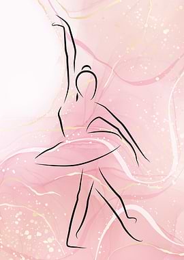 Ballet Dancer Line Art Pink