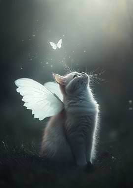 Angel Cat with Butterfly