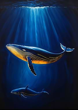 Humpback Whale and Calf Painting
