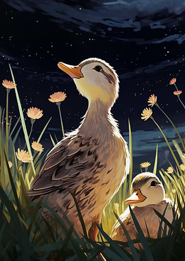Ducklings in the Night Sky