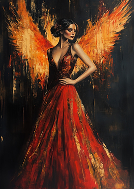 Woman with Fire Wings