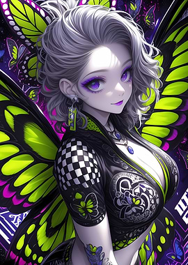 Anime Girl with Butterfly Wings Gaming