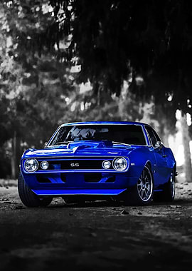 Blue Chevrolet Camaro SS