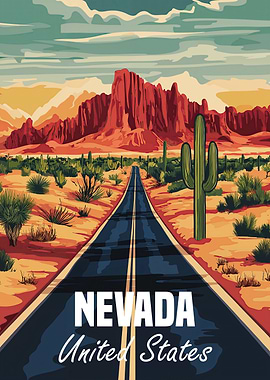 Nevada Desert Road Poster