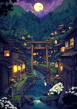 Japanese Village Night