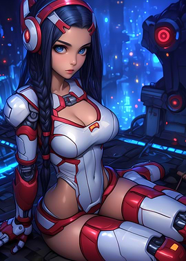 Cyberpunk Anime Girl Gaming