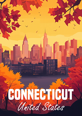Connecticut Skyline Poster