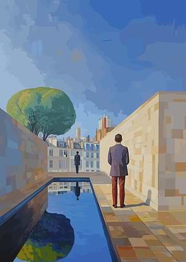 Man and Shield on a Rooftop