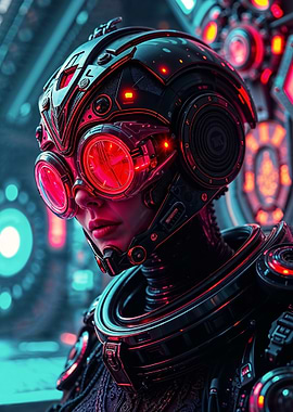 Guardian of the Grid Cyberpunk Female in Helmet