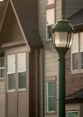 Street Lamp in Front of Houses