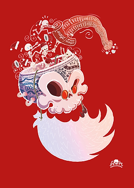 Skeleton Punk rock Santa Skull