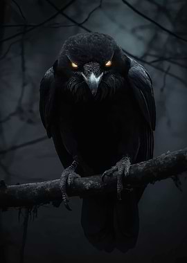 Raven with Glowing Eyes