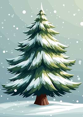 Snowy Pine Tree