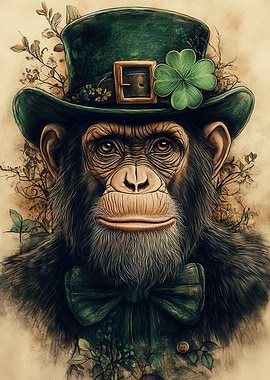 Vintage Chimpanzee Leprechaun