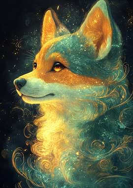 Golden Corgy Dog Portrait