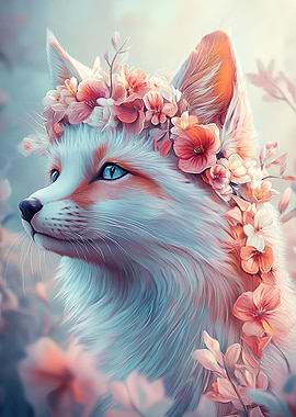 Fox with Flower Crown