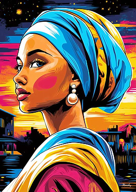 Pop Art Vision of Girl with a Pearl Earring