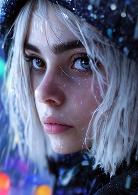 Close-up Portrait of Woman in Winter